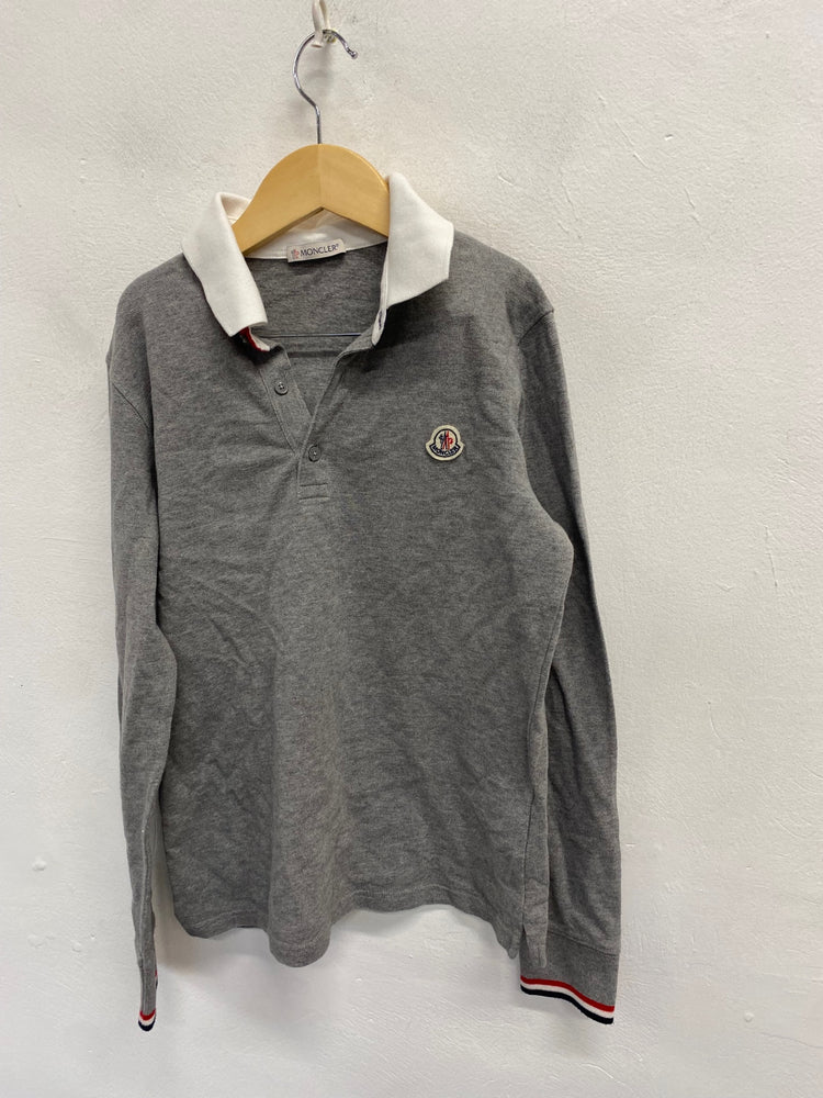 Classic kids Moncler Polo Shirt 11-12yrs Grey and White BB001