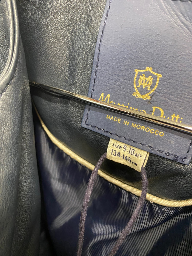 Stunning girls Massimo Dutti Leather Jacket Age 9-10 Navy BB001