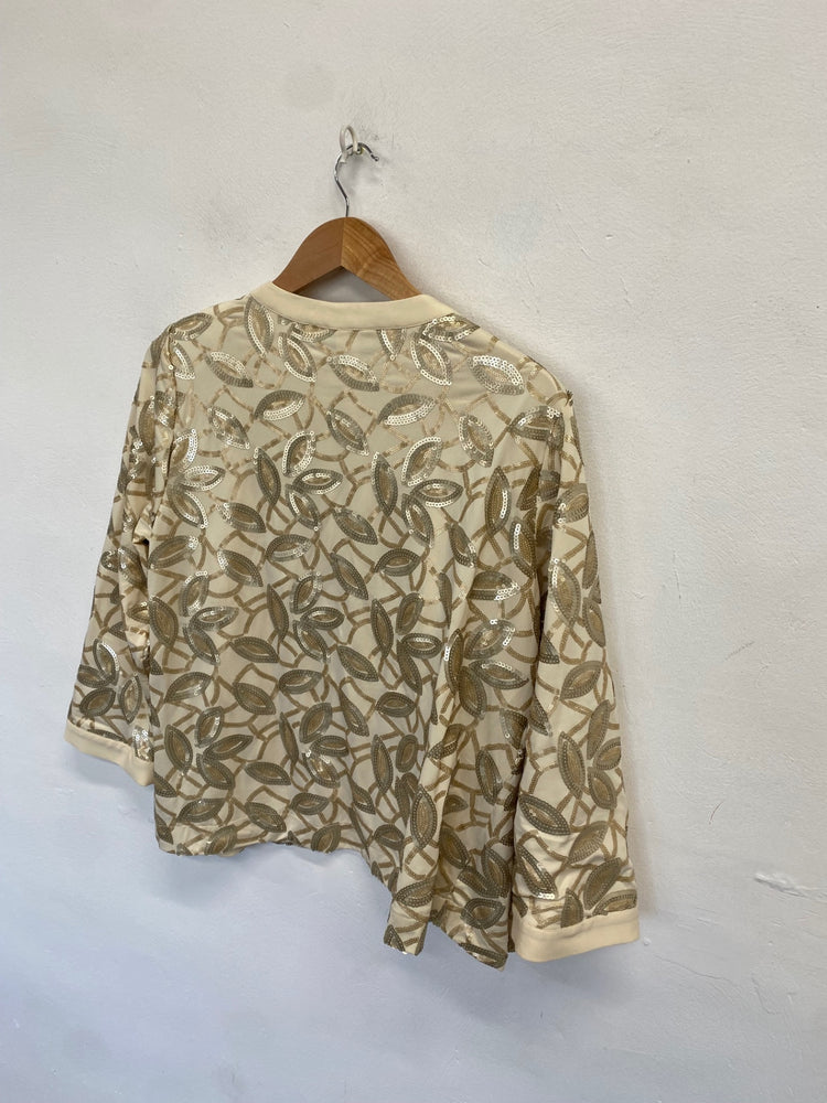 Stunning Bob Mackie Kimono UK 12 Cream gold sequin FB552
