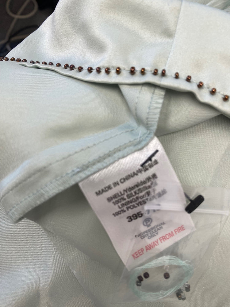 Stunning Next silk Midi Dress UK 16 Mint Green embroidered FB552