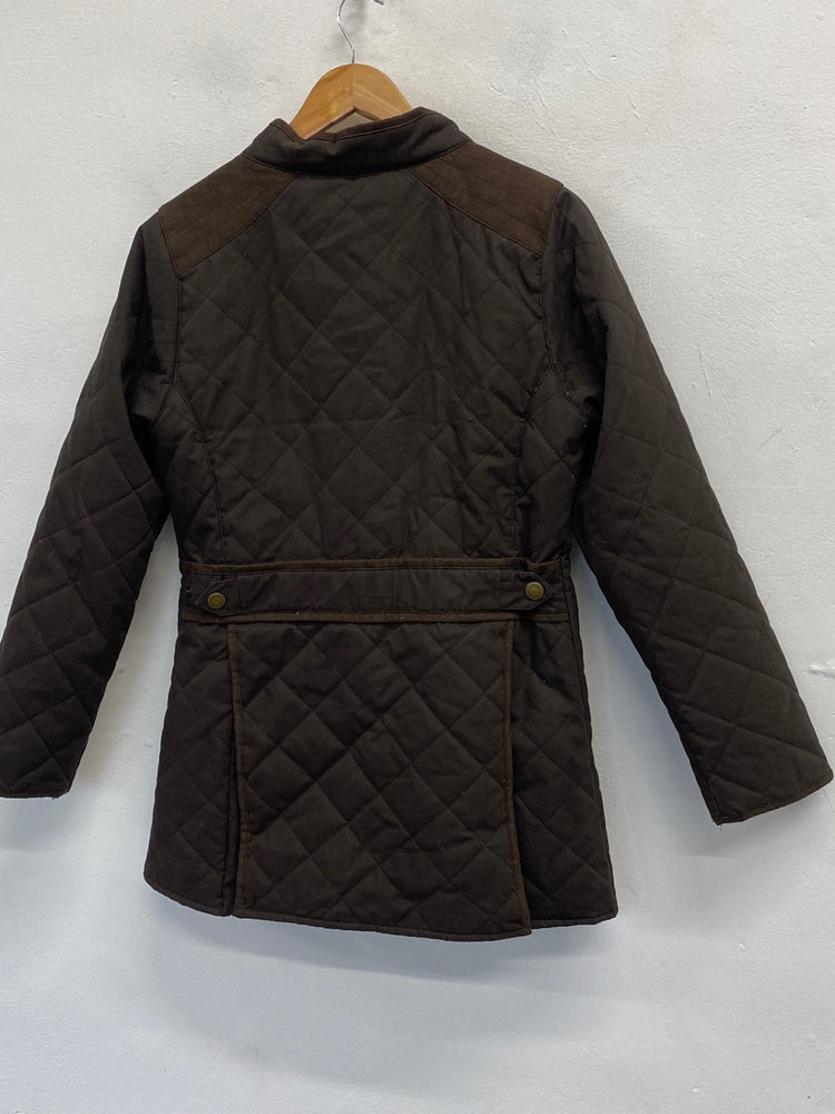 Stunning Dubarry Quilted jacket UK 8 Dark Brown cotton BB001