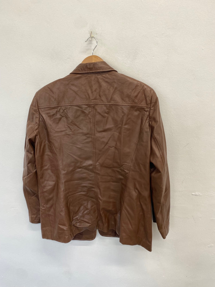 Stunning Gerry Weber Leather Jacket UK 16 Brown FB552