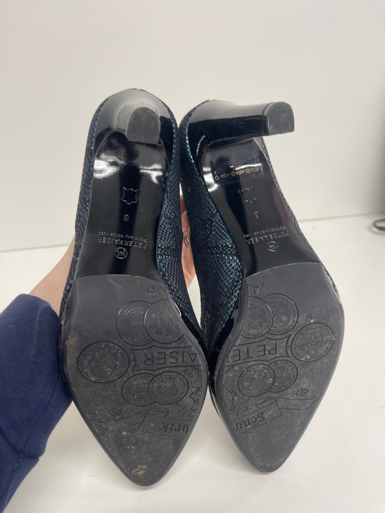 Stunning Peter Kaiser snakeskin court heels Uk6 Dark blue FB552