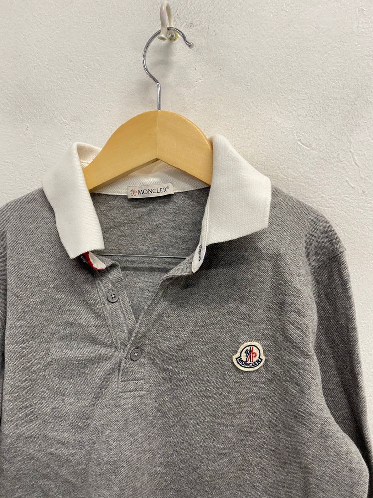 Classic kids Moncler Polo Shirt 11-12yrs Grey and White BB001