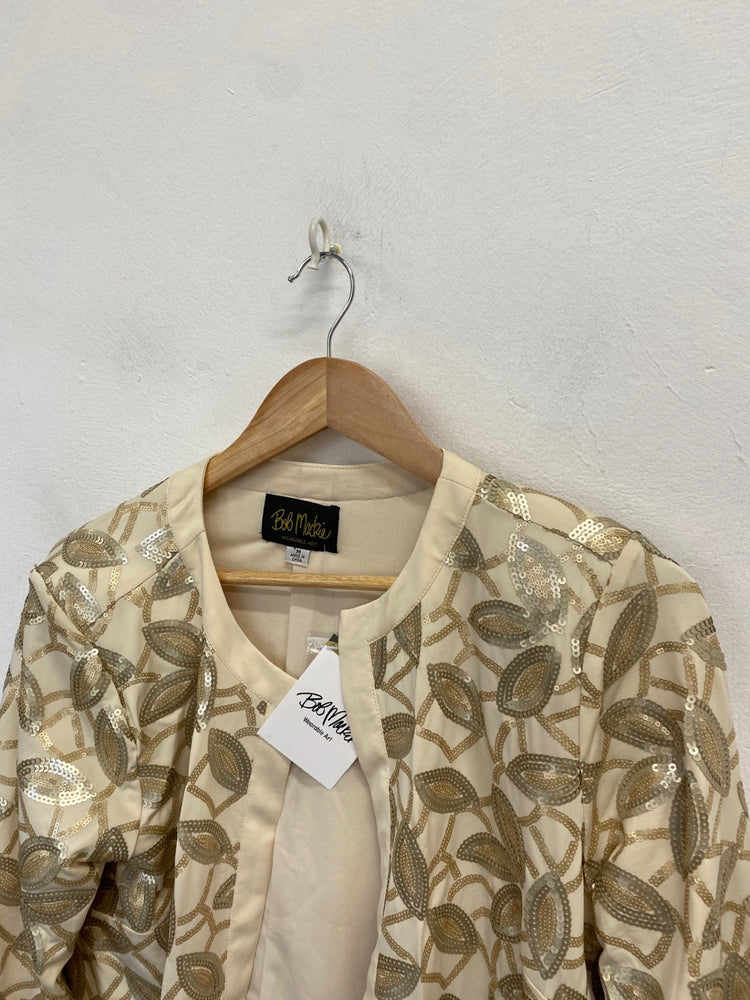 Stunning Bob Mackie Kimono UK 12 Cream gold sequin FB552