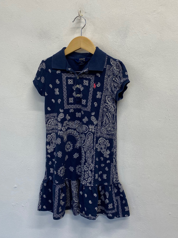 Stunning kids Polo Ralph Lauren Mini dress Age 6 Navy white paisley BB001