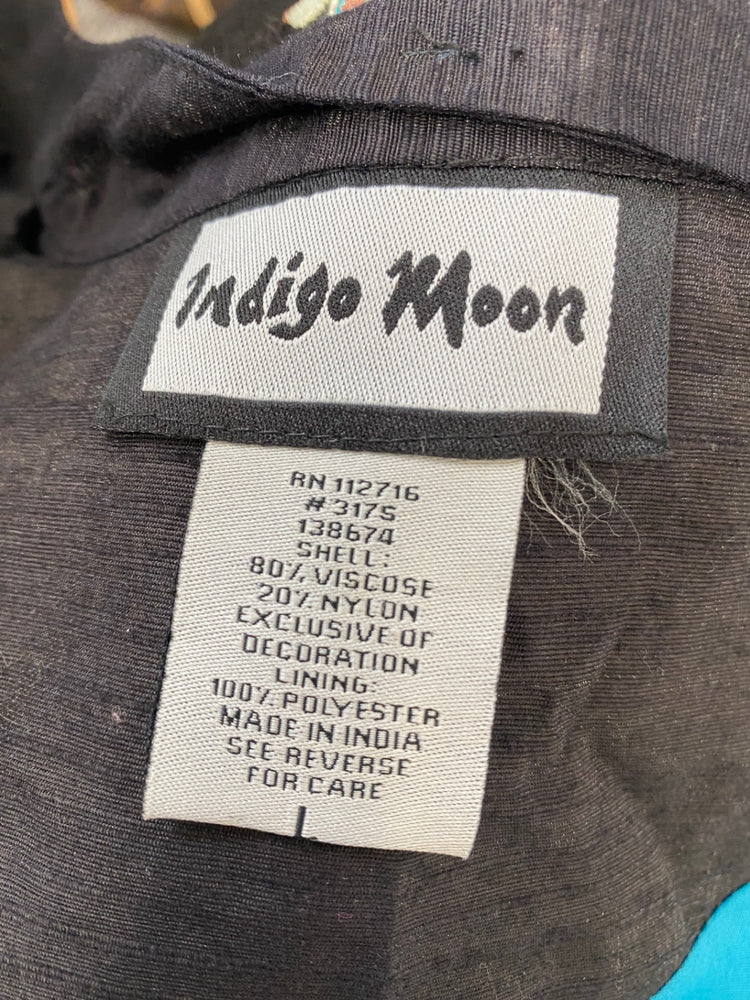 Stunning Indigo moon Kimono UK 16 Black floral embroidered FB552