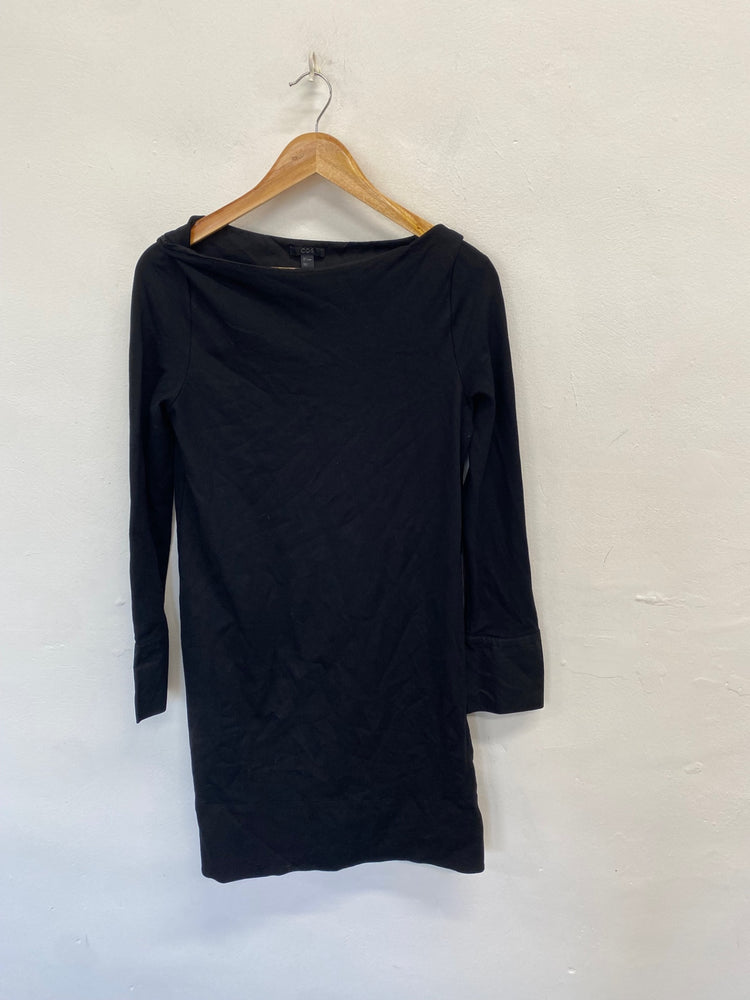 Stunning Cos Tunic Dress UK 8 Black boat neck JP001