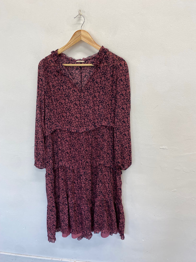 Stunning Hush ditsy Midi Dress Uk 10 Pink floral JP001