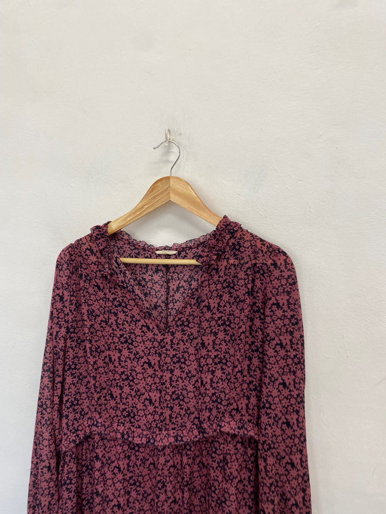 Stunning Hush ditsy Midi Dress Uk 10 Pink floral JP001