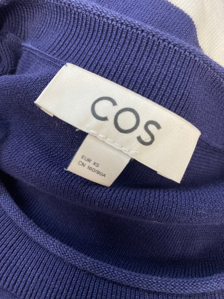 Stunning COS Sweater cotton UK 8 Navy white striped JP001