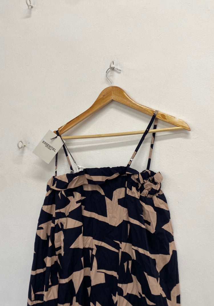 Stunning Essentiel antwerp Maxi Dress UK 12 Beige black JP001