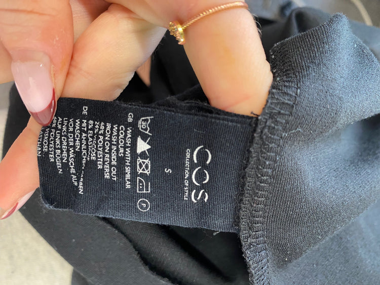 Stunning COS Midi Dress UK 8 Black peplum formal JP001