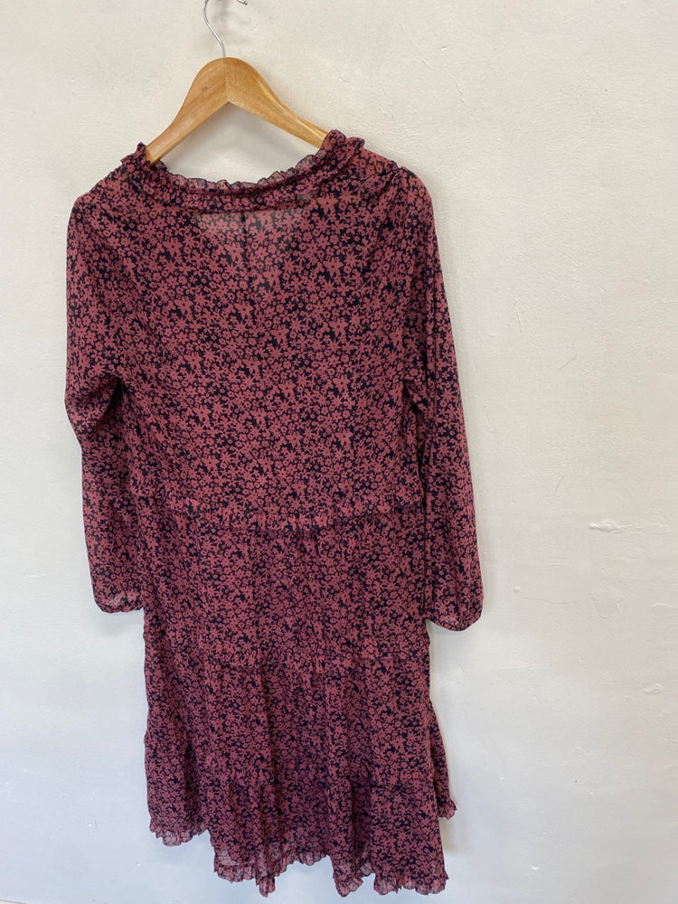 Stunning Hush ditsy Midi Dress Uk 10 Pink floral JP001