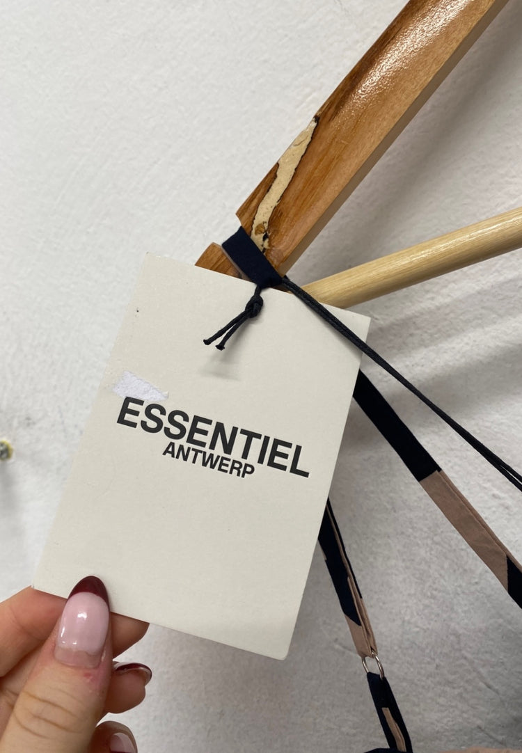 Stunning Essentiel antwerp Maxi Dress UK 12 Beige black JP001