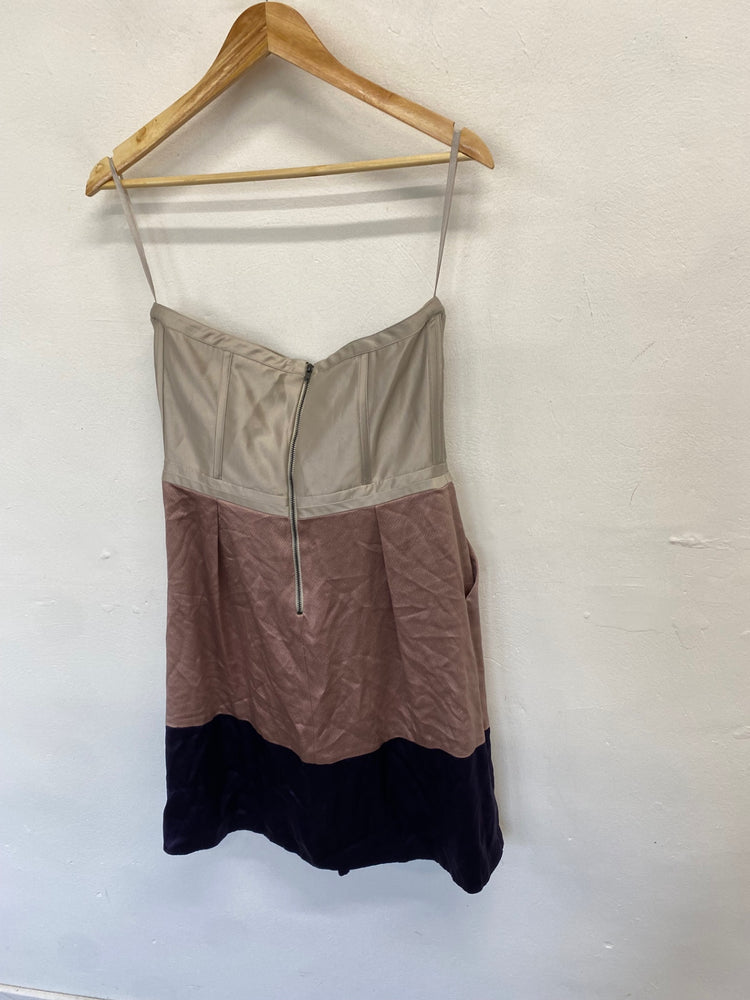 Stunning Reiss corset strapless silk Mini dress UK 12 Beige pink JP001