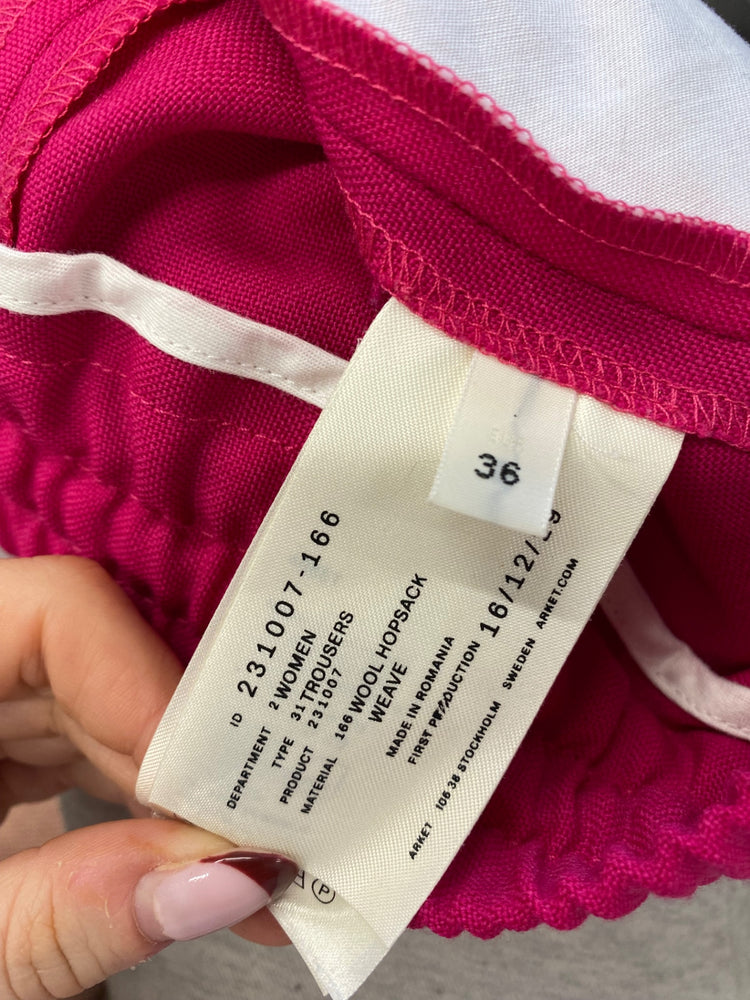 Stunning Arket marzotto Straight trousers Uk 8 Fuchsia pink JP001