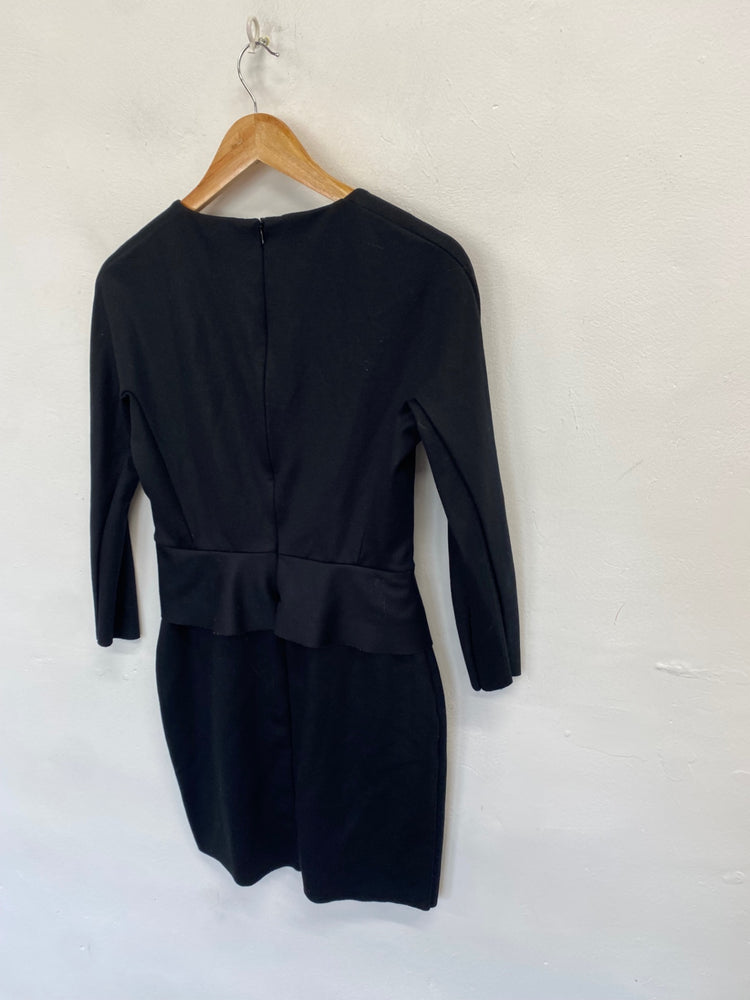 Stunning COS Midi Dress UK 8 Black peplum formal JP001