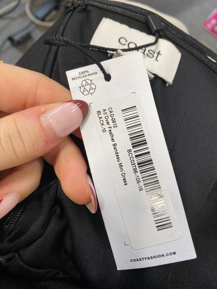 Stunning Coast Mini party Dress Uk 10 Black faux fur RG020