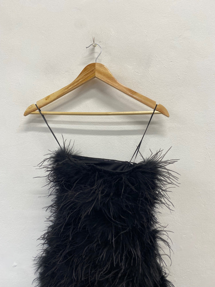 Stunning Coast Mini party Dress Uk 10 Black faux fur RG020
