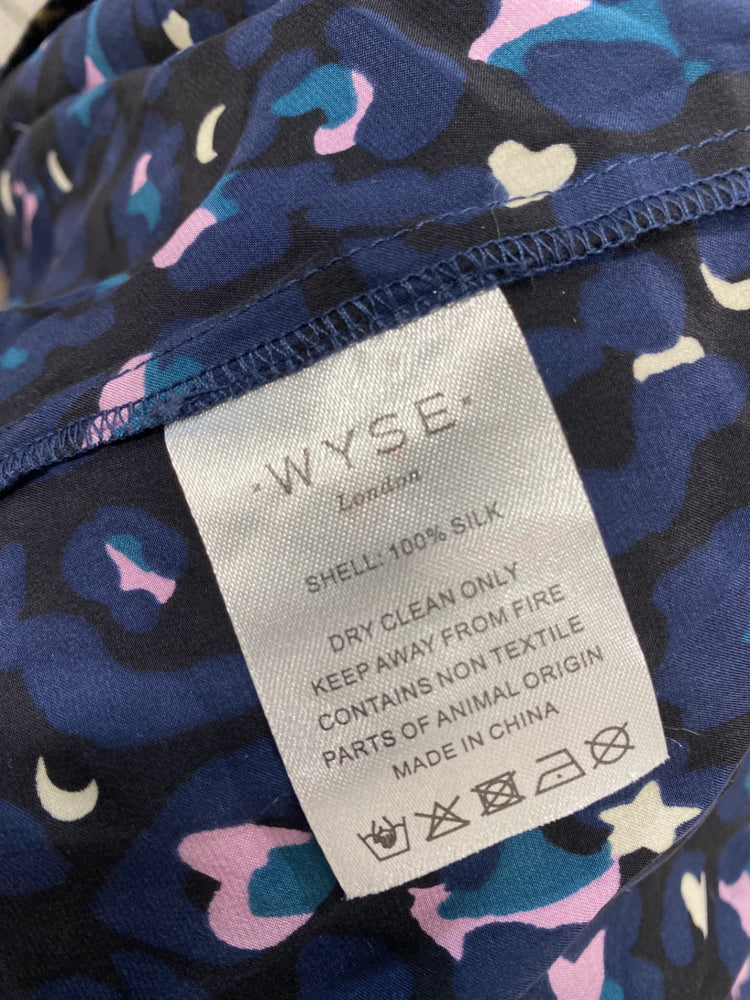 Stunning Wyse London Charlotte silk Midi Dress UK 8 Navy heart star print RG020