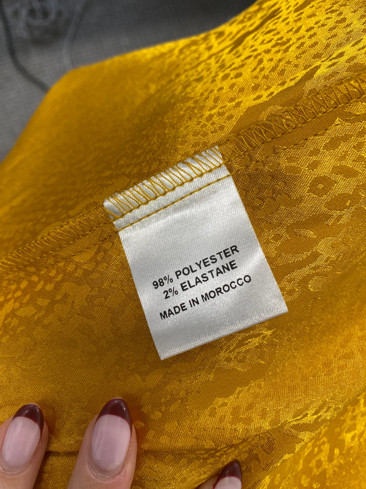 Stunning Flounce London Maxi Dress UK 12 Yellow jacquard pattern RG020