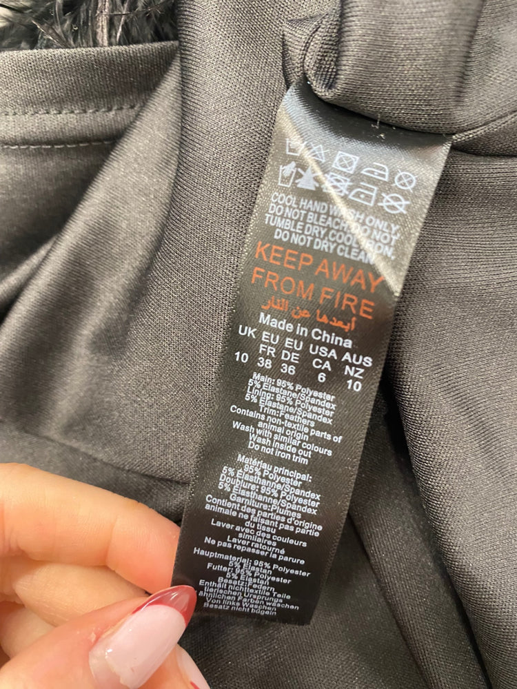 Stunning Coast Mini party Dress Uk 10 Black faux fur RG020