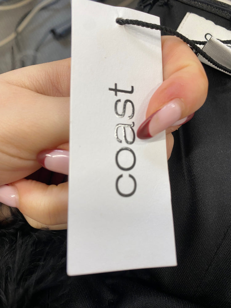 Stunning Coast Mini party Dress Uk 10 Black faux fur RG020