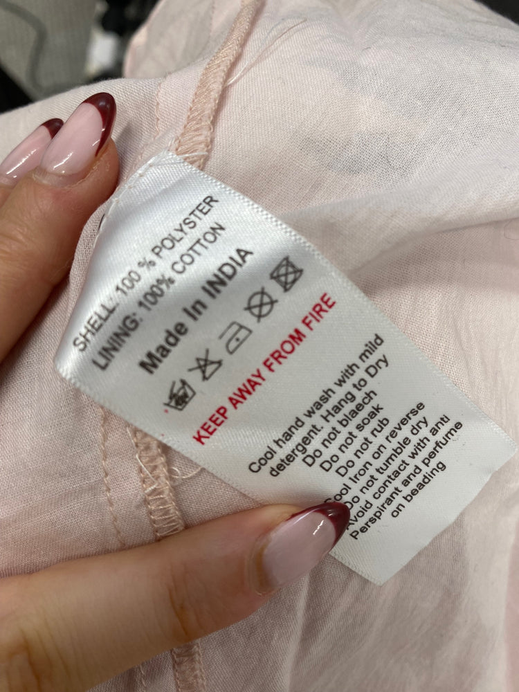 Stunning Lace & Beads satin Midi Dress UK 8 Blush pink floral RG020