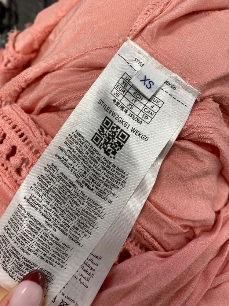 Stunning GUESS Maxi Dress UK 8 Pink broderie RG020