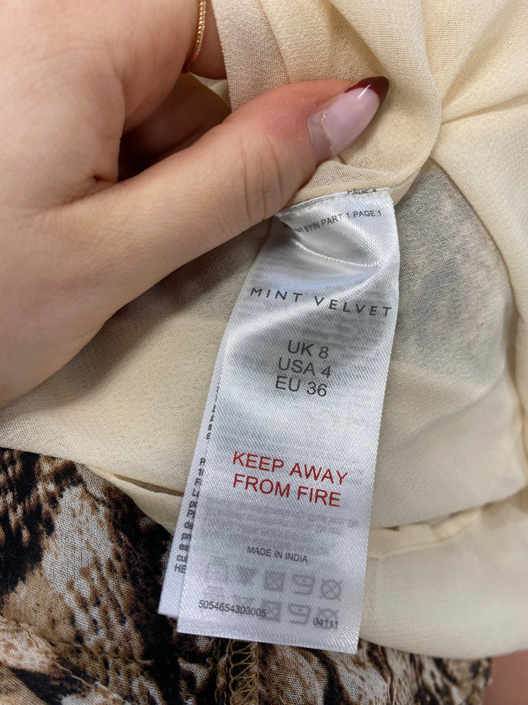 Stunning Mint Velvet Maxi Dress UK 8 Brown snakeprint RG020