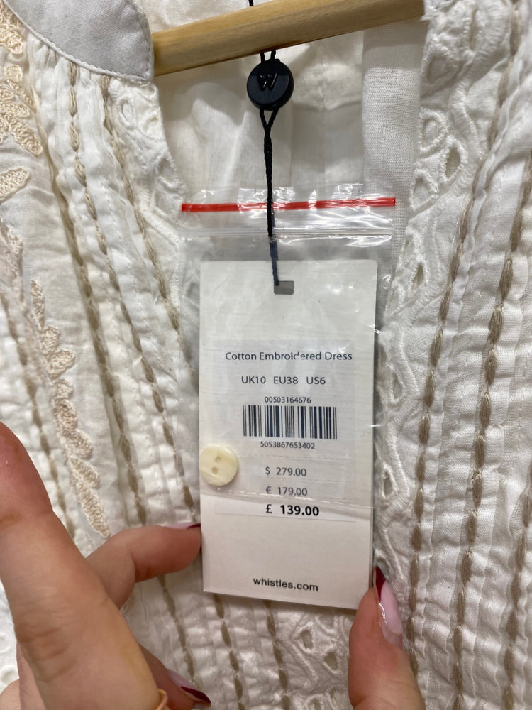 Stunning Whistles Midaxi Dress UK 10 Cream Broderie cotton PM002