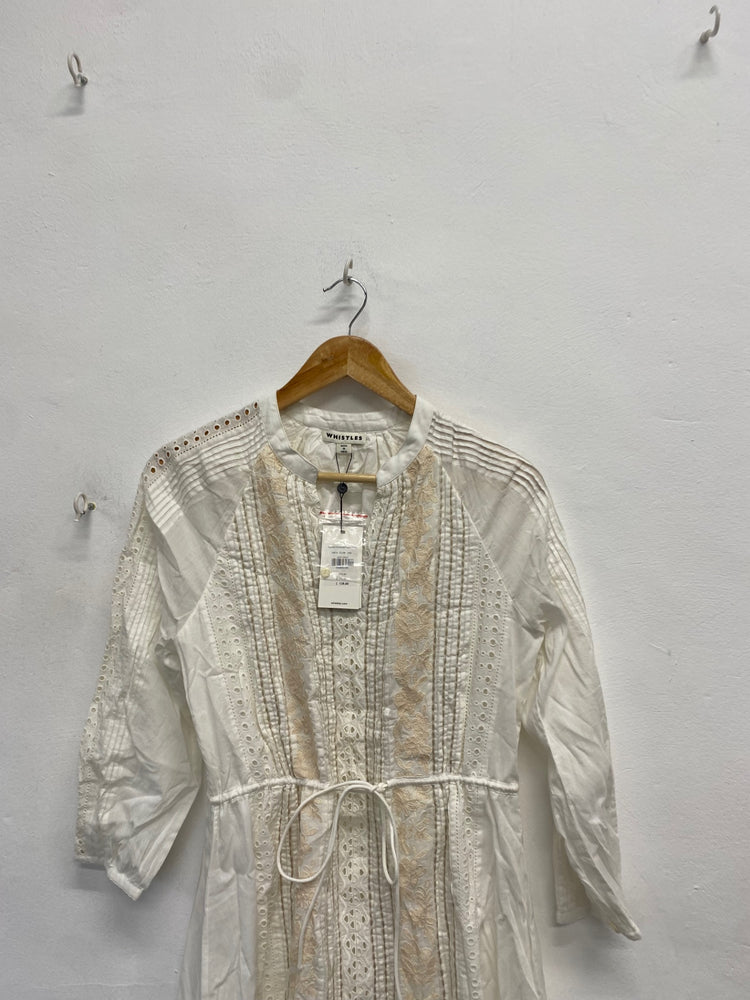 Stunning Whistles Midaxi Dress UK 10 Cream Broderie cotton PM002