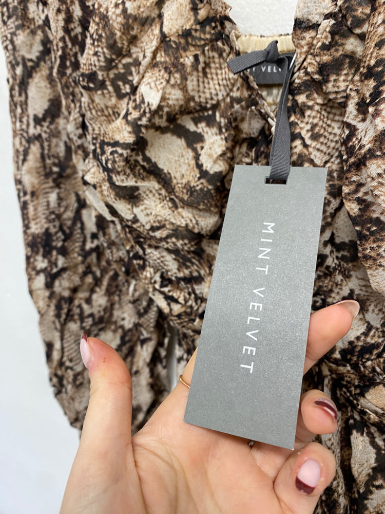 Stunning Mint Velvet Maxi Dress UK 8 Brown snakeprint RG020