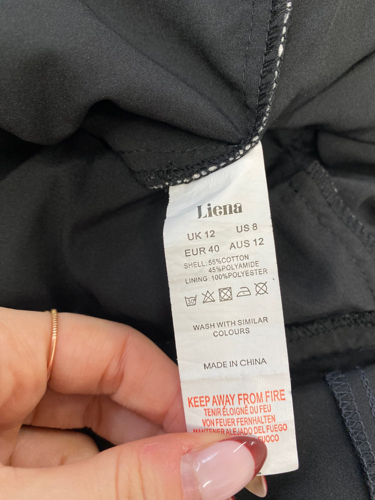 Stunning Liena Midi Dress UK 12 White black lace frill RG020