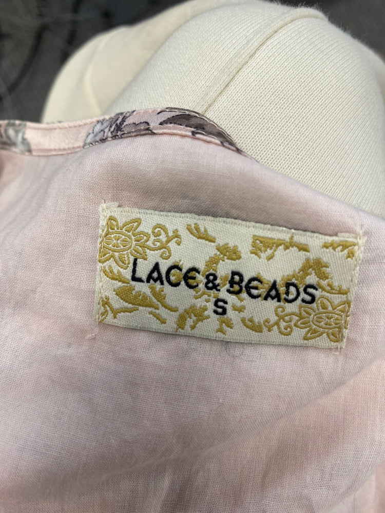 Stunning Lace & Beads satin Midi Dress UK 8 Blush pink floral RG020