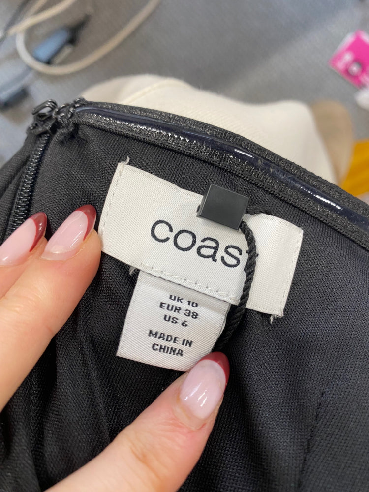 Stunning Coast Mini party Dress Uk 10 Black faux fur RG020