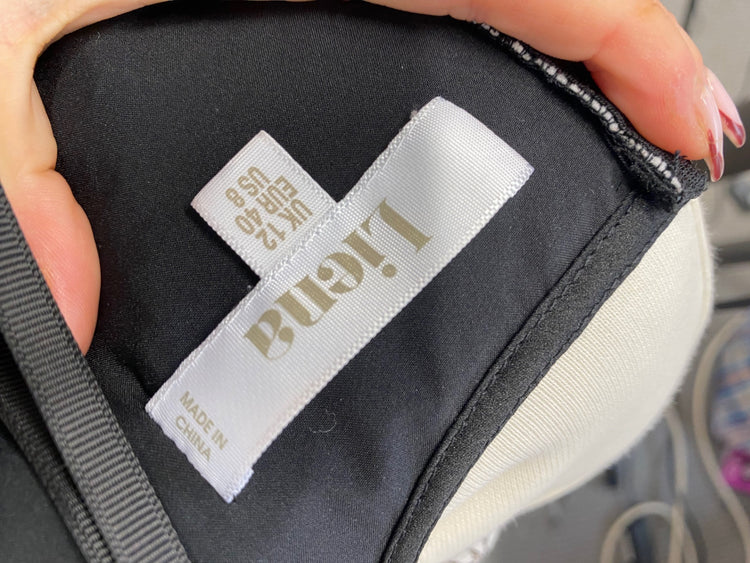 Stunning Liena Midi Dress UK 12 White black lace frill RG020