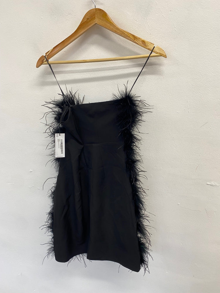 Stunning Coast Mini party Dress Uk 10 Black faux fur RG020