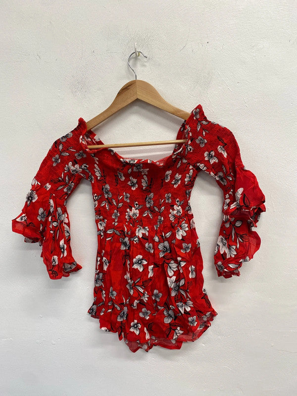 Lovely river island floral off the shoulder top UK S KM004