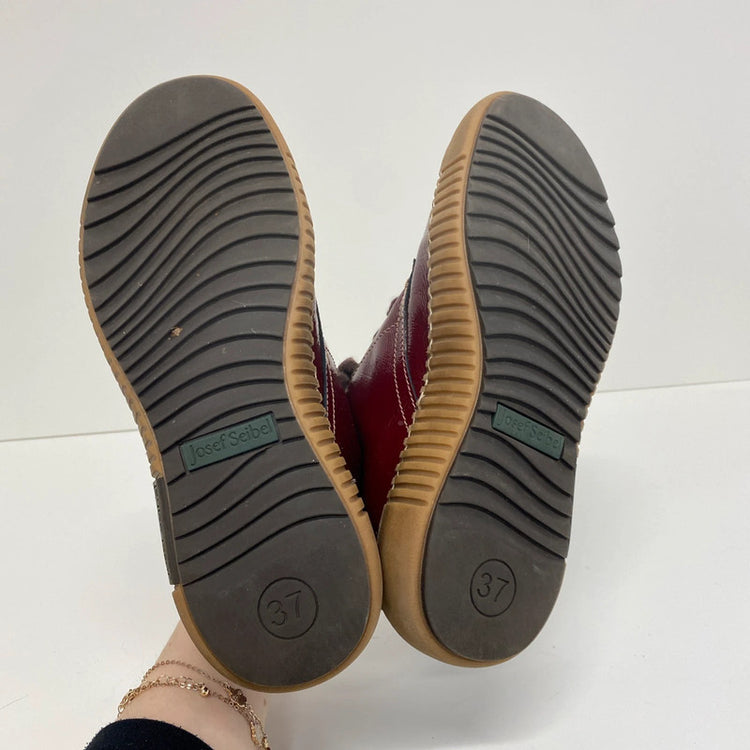 osef Seibel Maren 02 Red Patent Leather Faux Fur Lined Boots UK 4 NC001