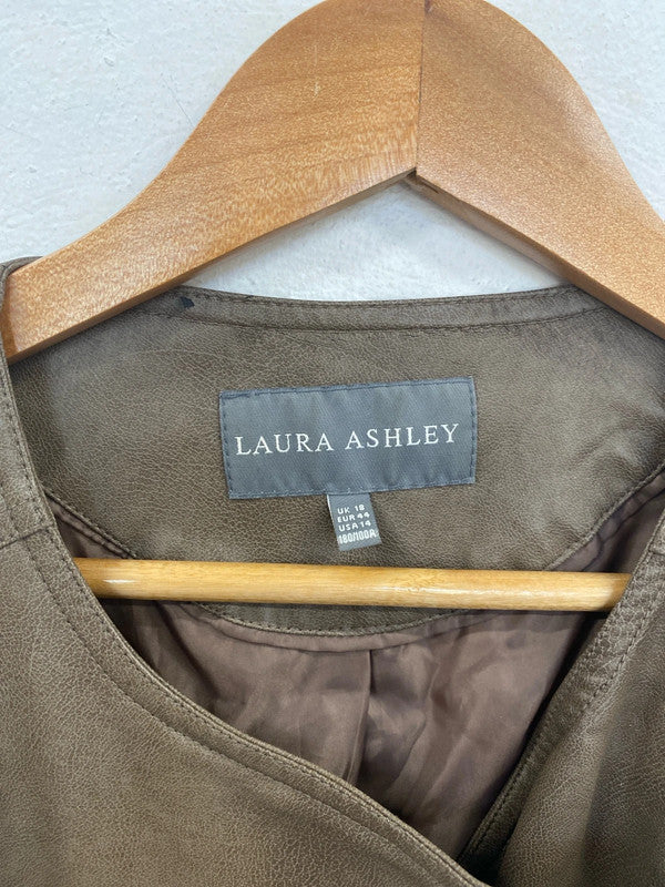 Laura Ashley Chic Taupe Faux Leather Biker Jacket UK 18 RR002