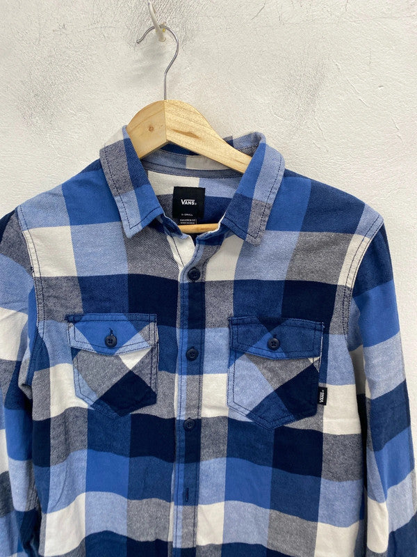 Fabulous men’s vans blue checked cotton slim fit shirt UK xs GK002