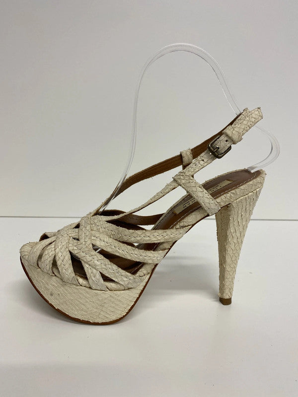 Zara Chic Cream Reptile Effect Heeled Sandals UK 5 AE001