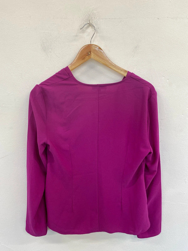 Warehouse Elegant Magenta Peplum Blouse UK 12 MD002