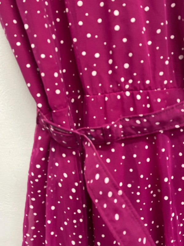 Fabulous Vintage deep pink spotty berkatex 1990’s dress Uk12 EC003