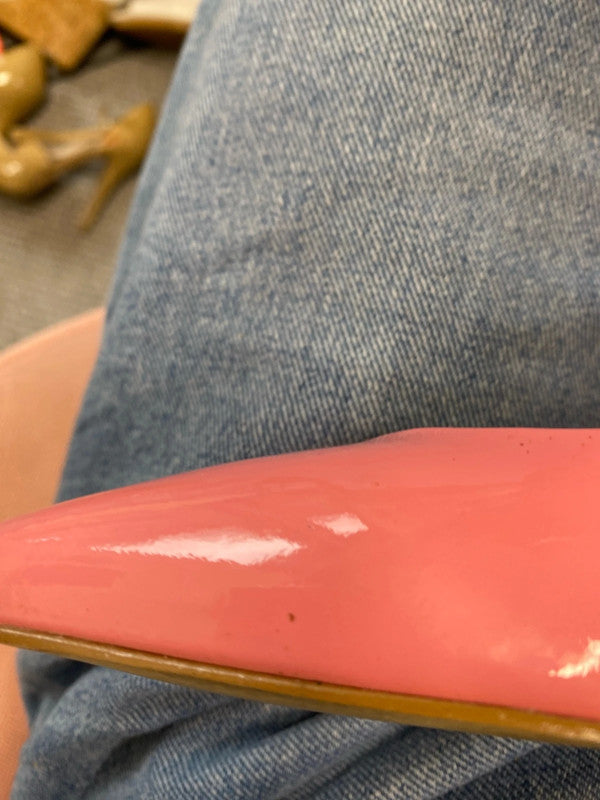 Fabulous Barbie Pink stiletto shoes UK6 faux patent leather KM004