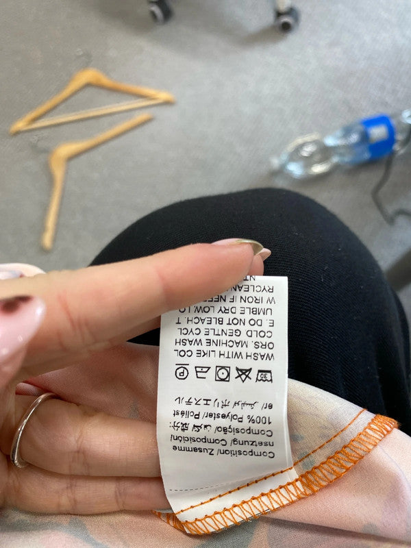 Stunning Shein orange yellow floral midi summers dress UK S LL003