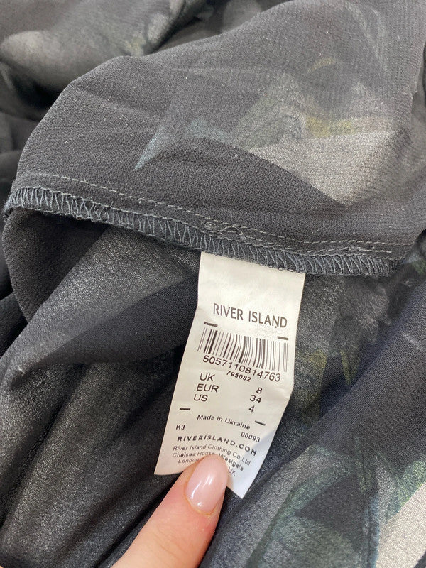 Lovely river island black white blue frill UK 8 KM004