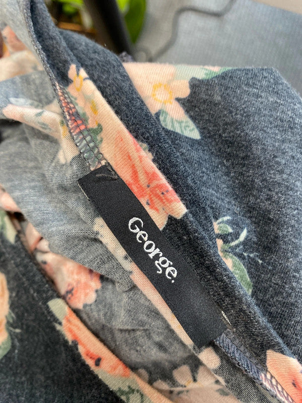 Lovely George grey rose floral dress UK 24 NC001